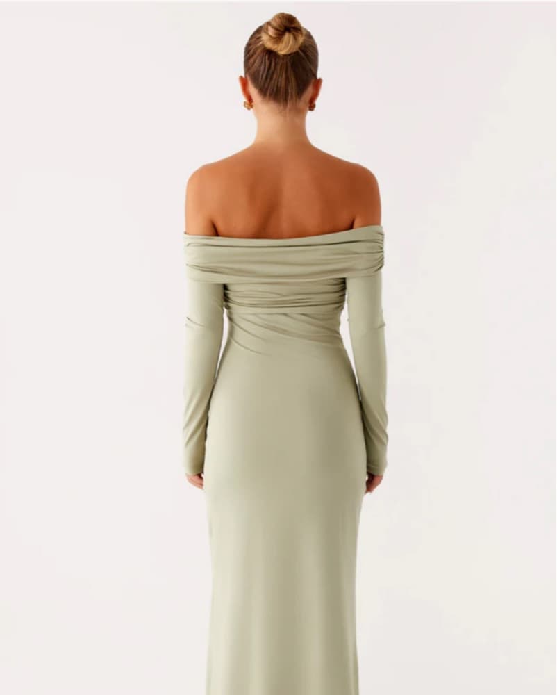 Green Long Sleeve Formal Dress - Image 3