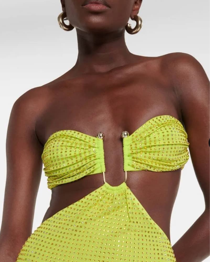 Self-Portrait Green Sequin Maxi Dress - Image 4