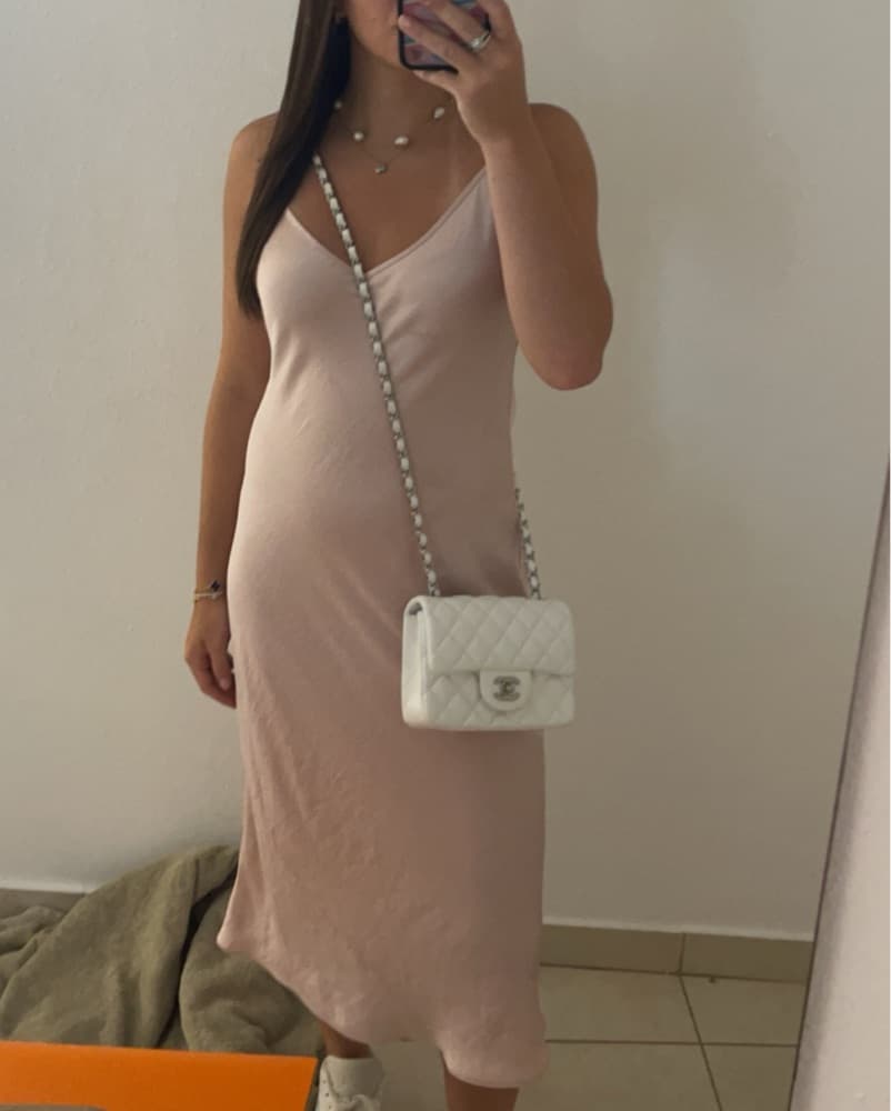 Midi Pink Slip Dress - Image 1