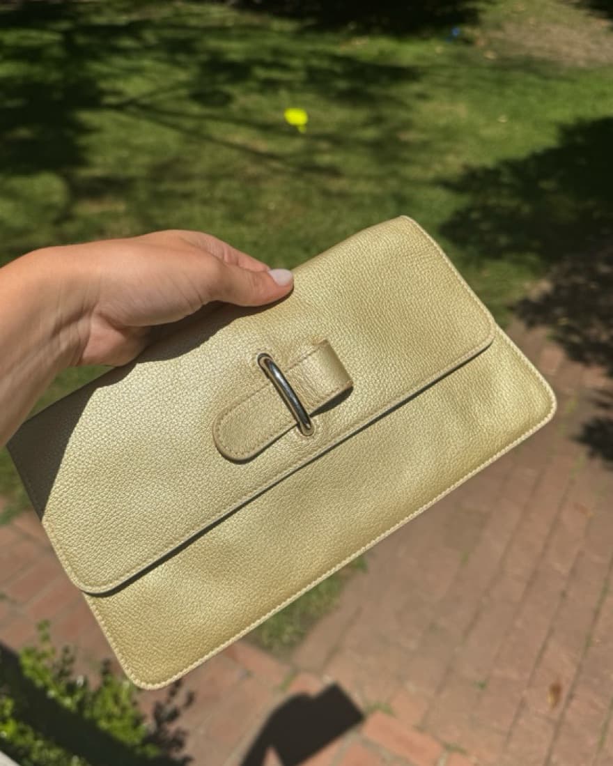 Hermes Metallic Beige Clutch/ Wallet - Image 2