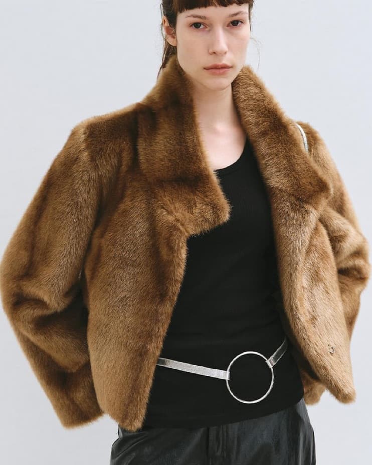 Brown Faux Fur Jacket  - Image 2