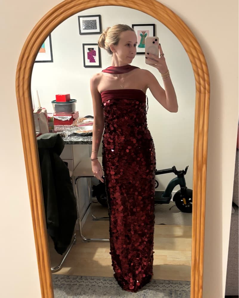 Majorelle Mille Gown In Bordeaux Red - Image 5