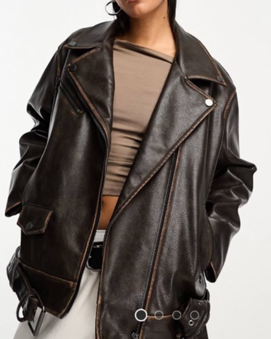Brown Leather Oversized Jacket - Image 1