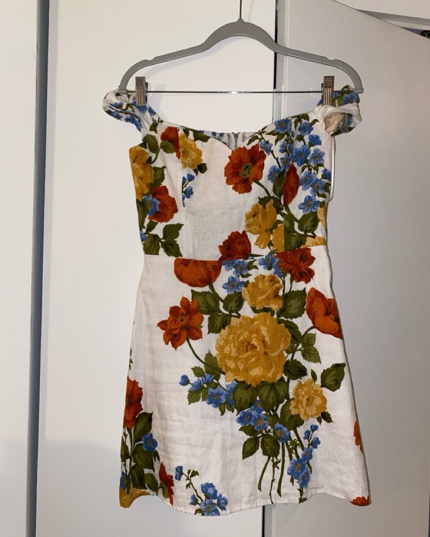 Reformation Linen Flower Mini Dress  - Image 2