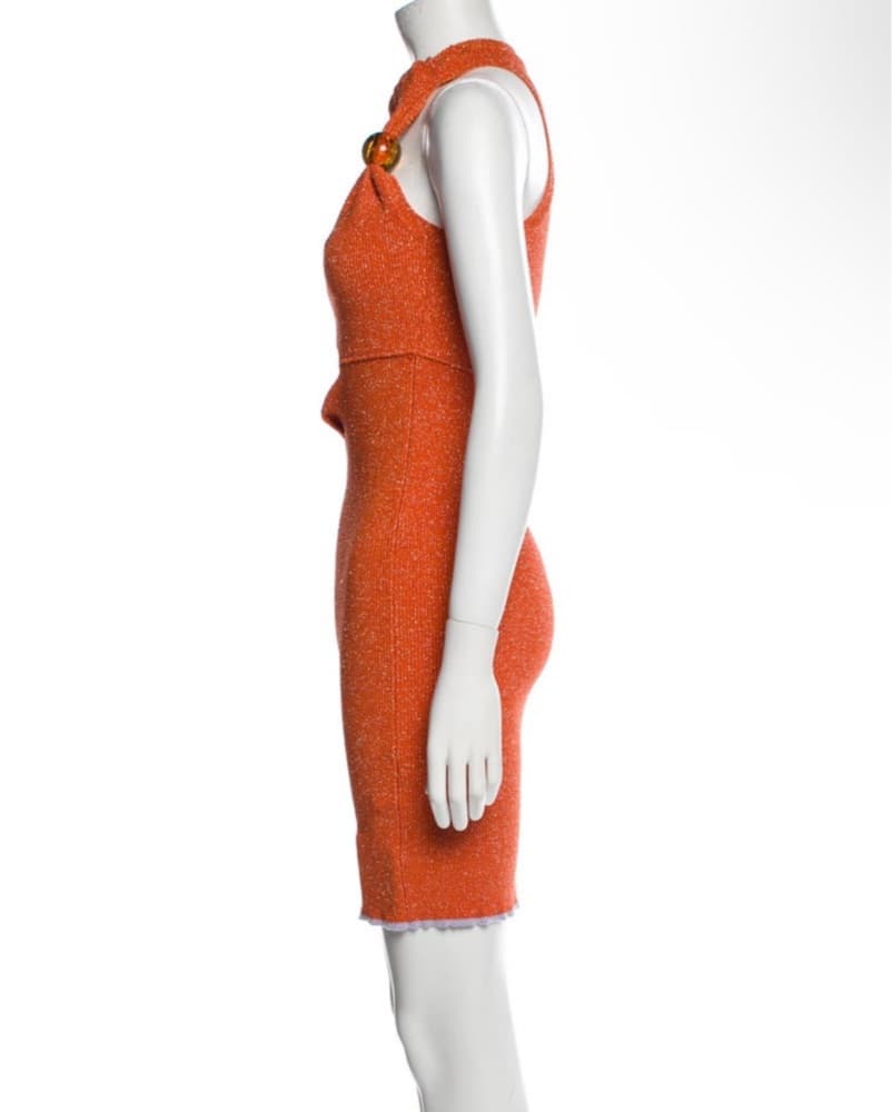 Jacquemus  orange cutout Knit dress - Image 2