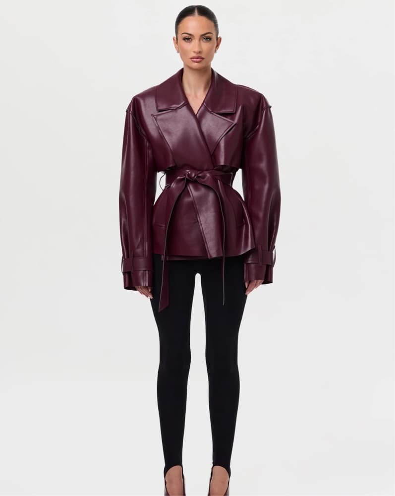 Burgundy Trench Jacket - Image 3