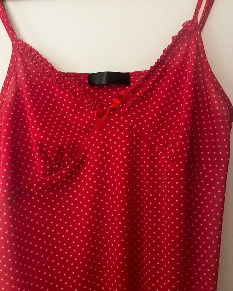 Vintage Red Polka Dot Slip Dress   - Image 2