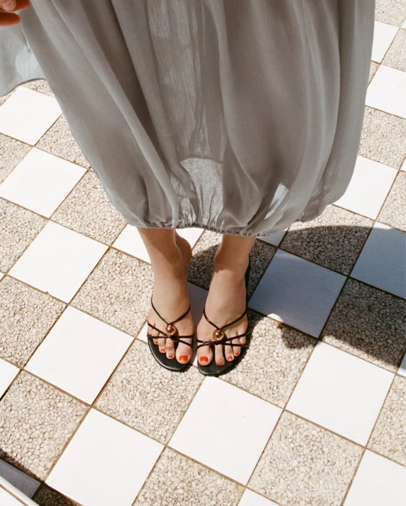 Black Strappy Heels with Gold Detailing  - Image 3
