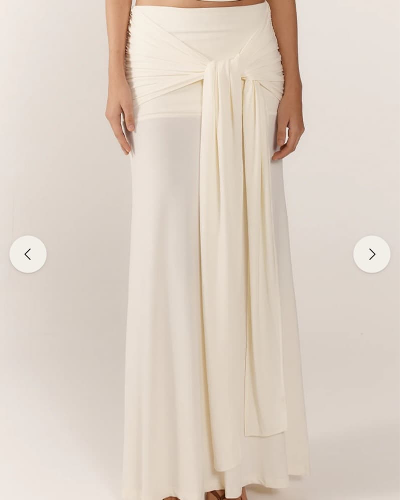 Elegant White Strapless Crop Top and Maxi Skirt Set - Image 3