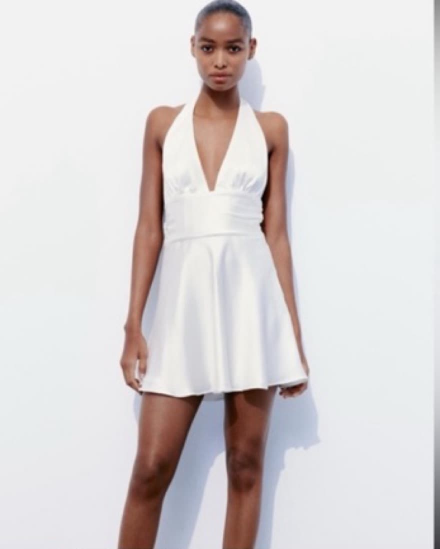 Satin Halter Mini Dress - Image 2