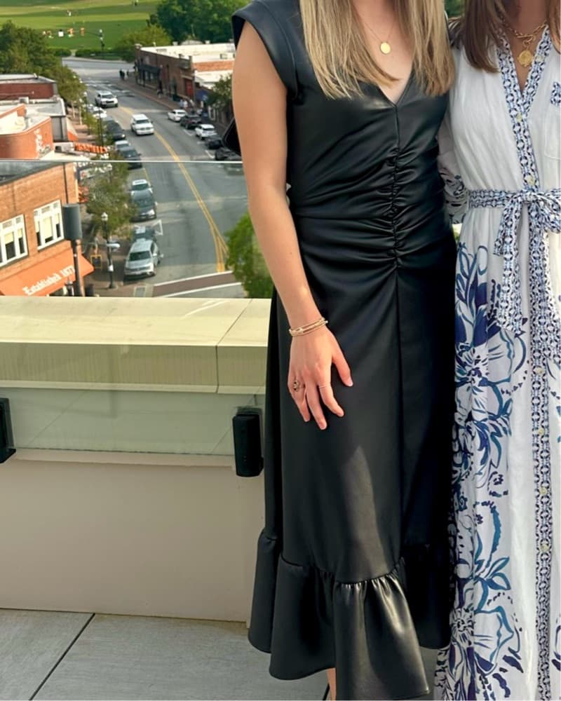 S’EDGE Black Leather Midi Dress - Image 2