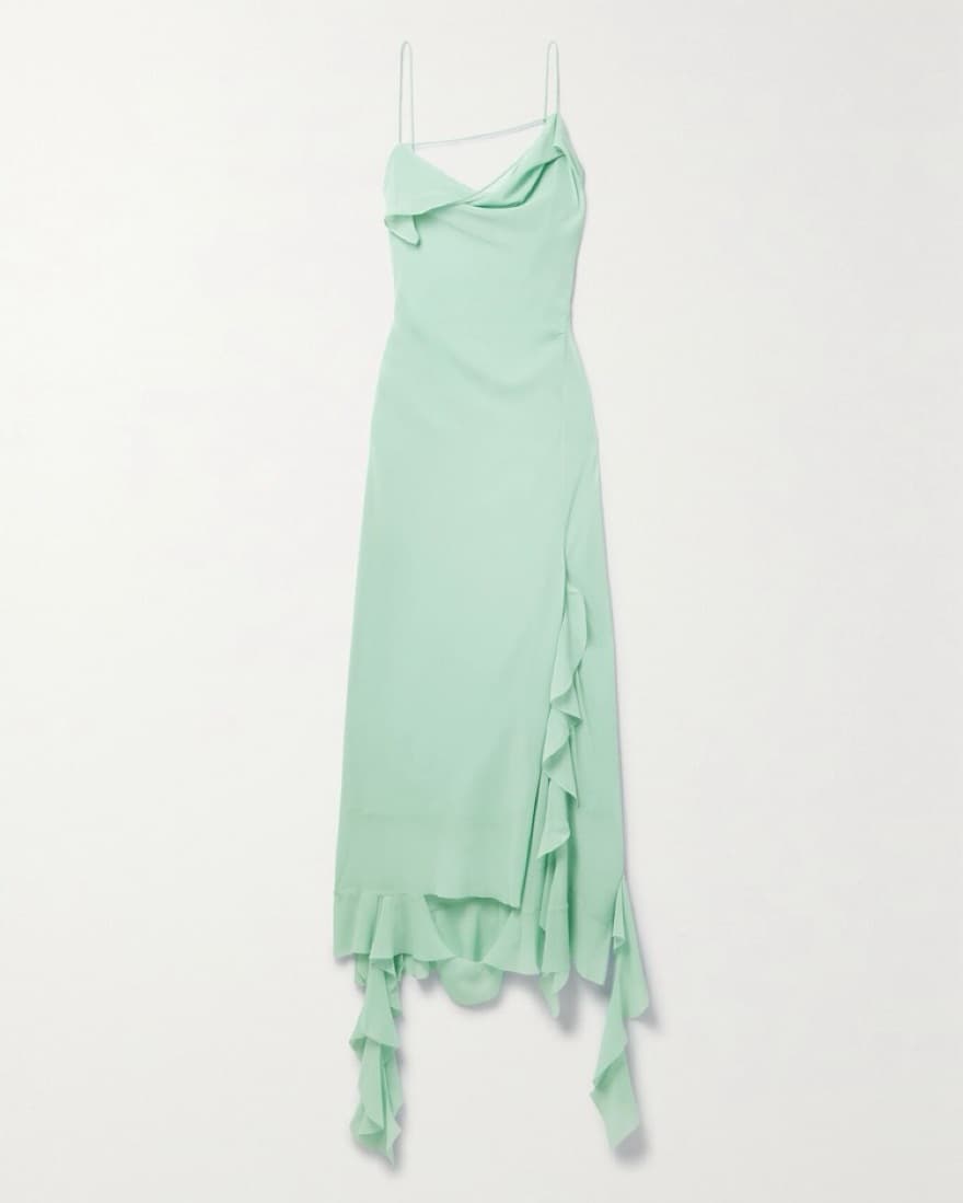 Acne Studios Green Ruffled Midi Dress  - Image 3