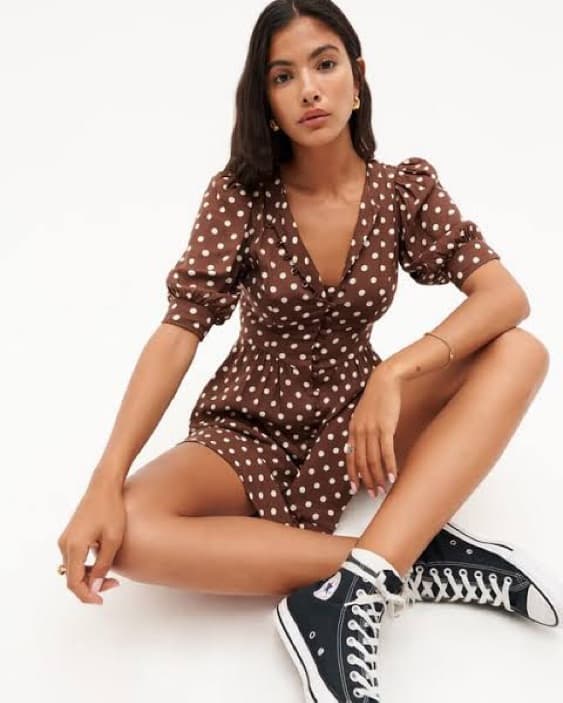 Reformation Laylin Polka Dot Mini 🤎 - Image 2