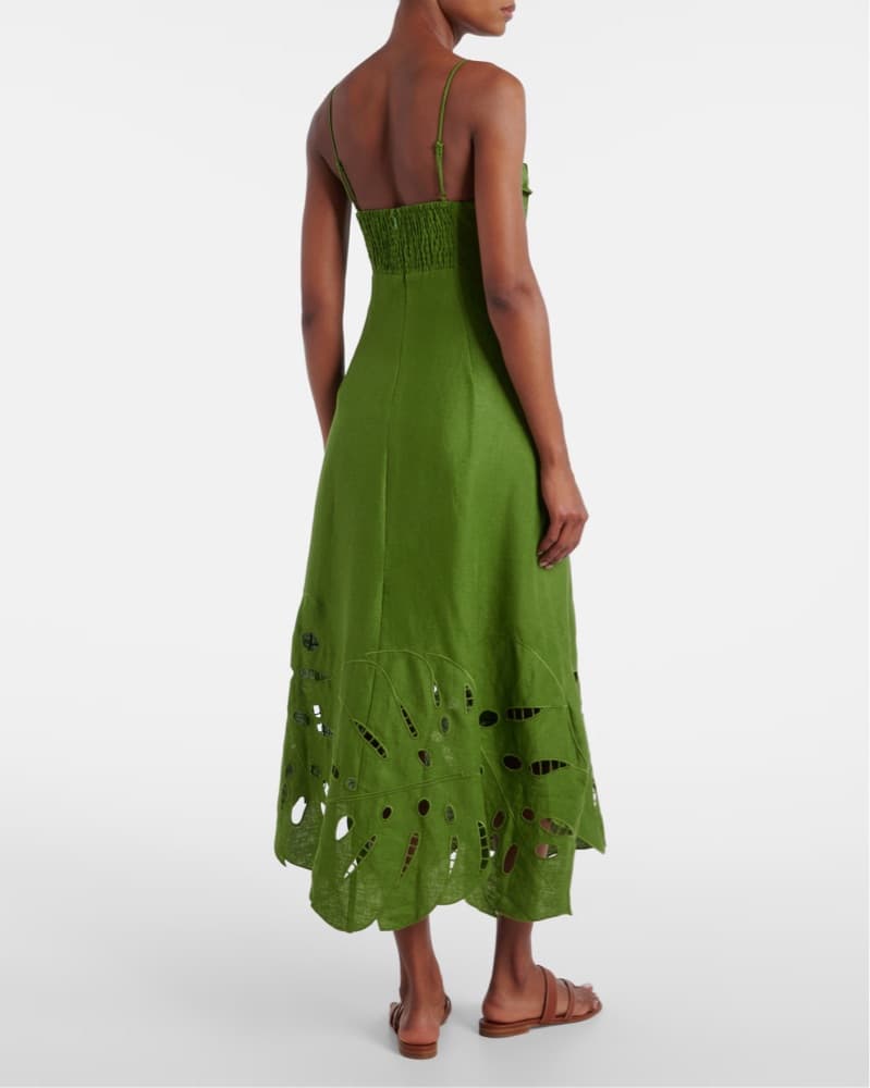 Farm Rio Green Monstera Embroidery Midi  - Image 2