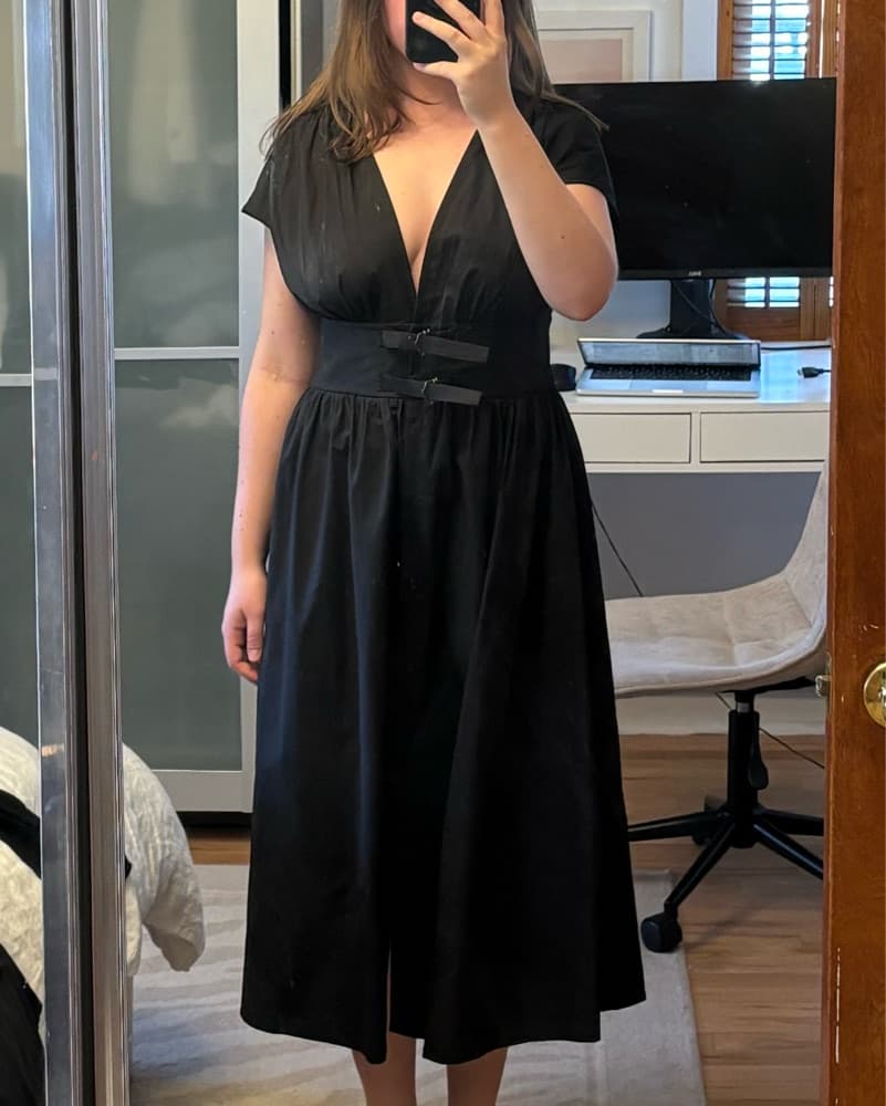 Black Deep V Dress - Image 2