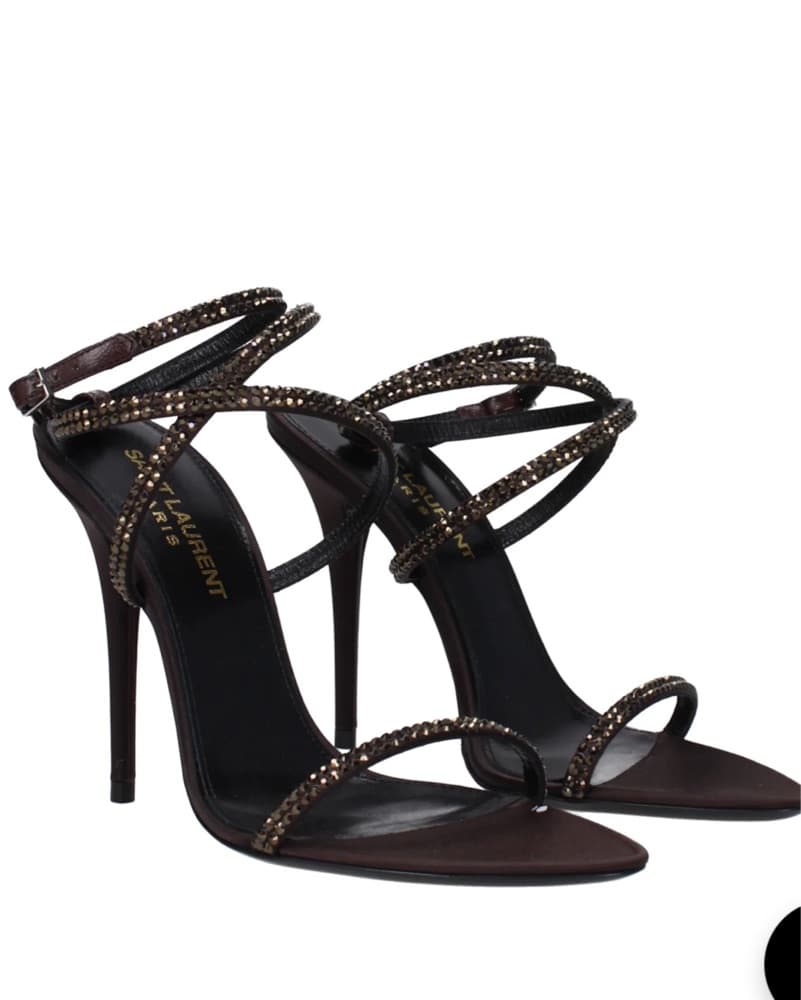 Saint Laurent Brown Sparkly Stilettos - Image 3