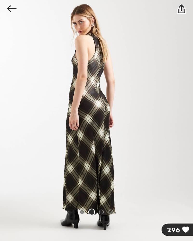 Asos Plaid Satin Dress  - Image 2