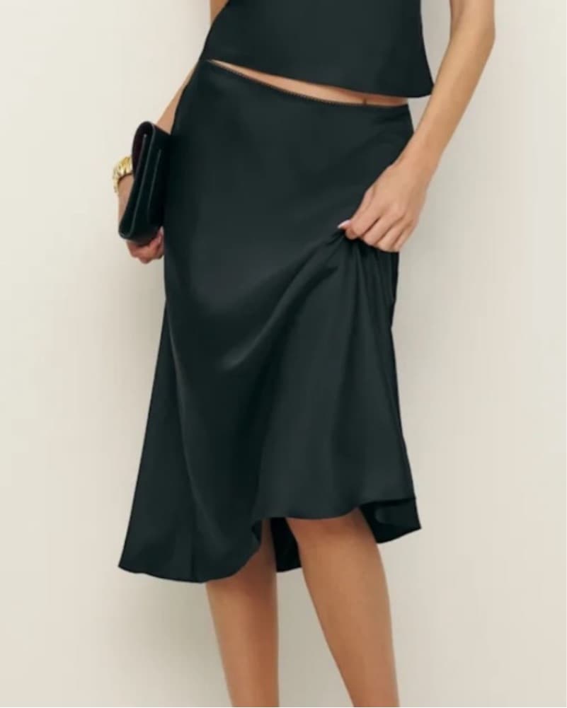 Reformation Silk Black Skirt  - Image 1