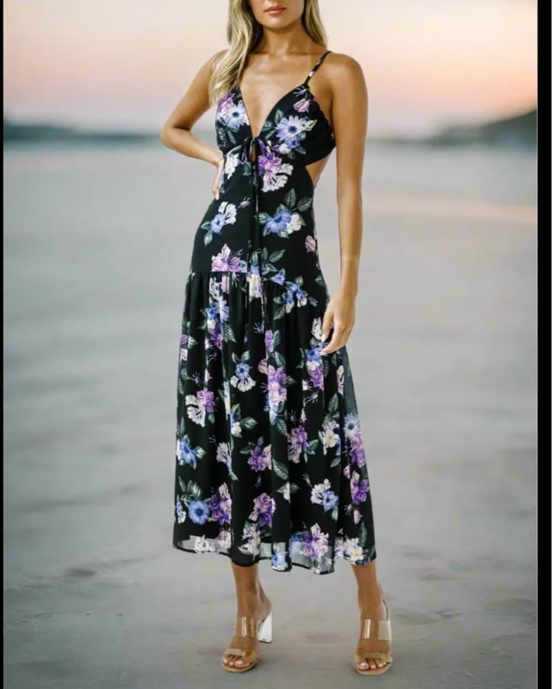 Drop Waist Floral LIT Boutique Dress - Image 1