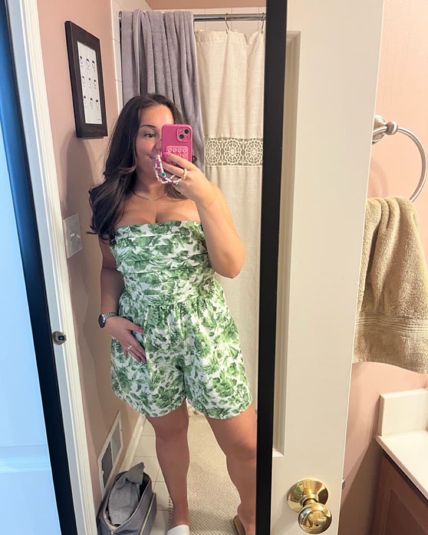 Floral Green Abercrombie Romper - Image 1