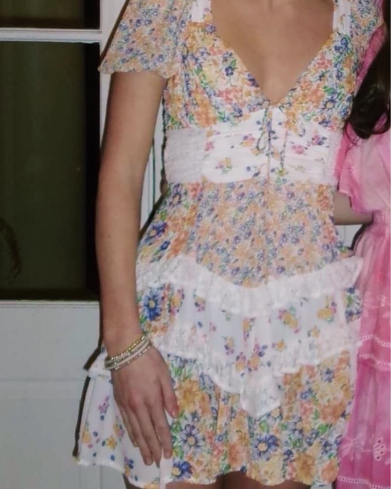 Aderny patchwork floral mini dress - Image 3