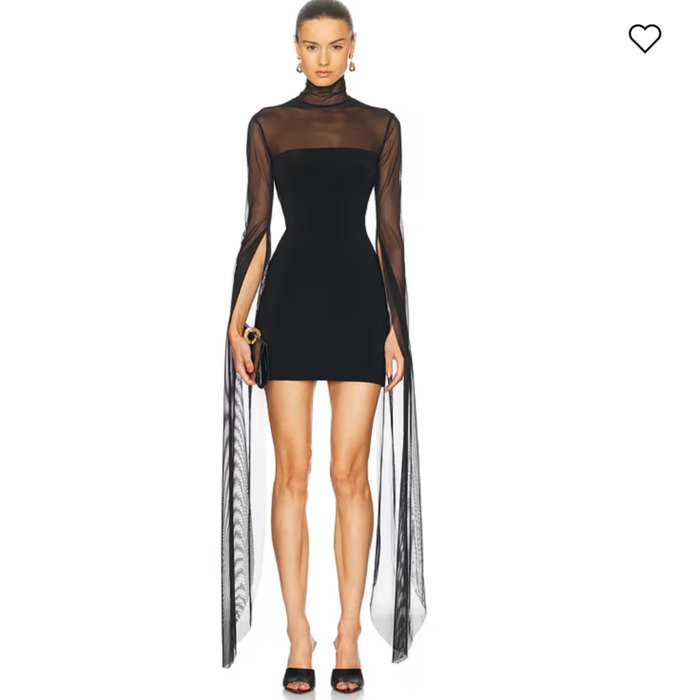 Norma Kamali Ribbon Sleeve Mesh Dress - Image 1