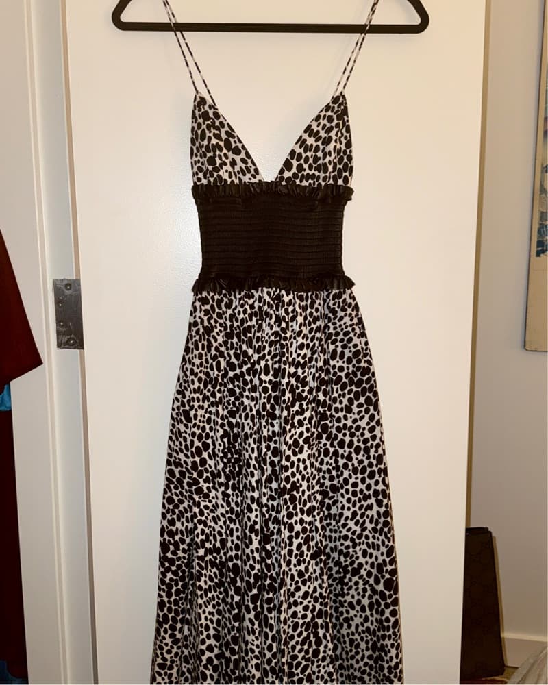 Blk/White Animal print Midi Dress - Image 1