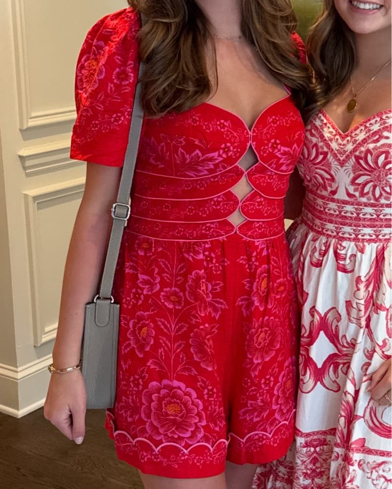  Farm Rio Red Olivia Cut-Out Romper - Image 1