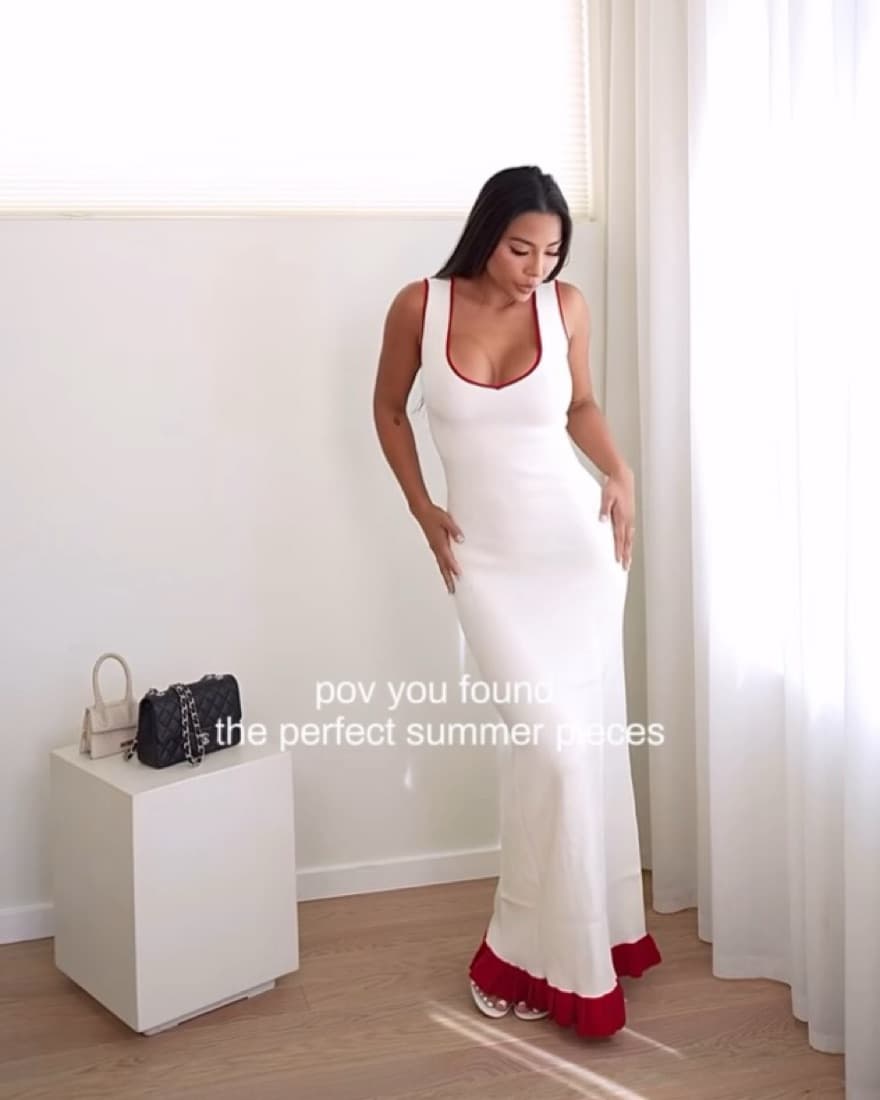 NAKD Knit contrast dress with red detail - Image 1