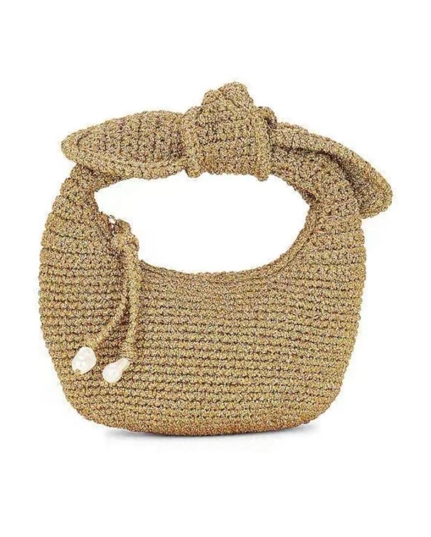 POOLSIDE Josie Knot Metallic Gold Bag - Image 4