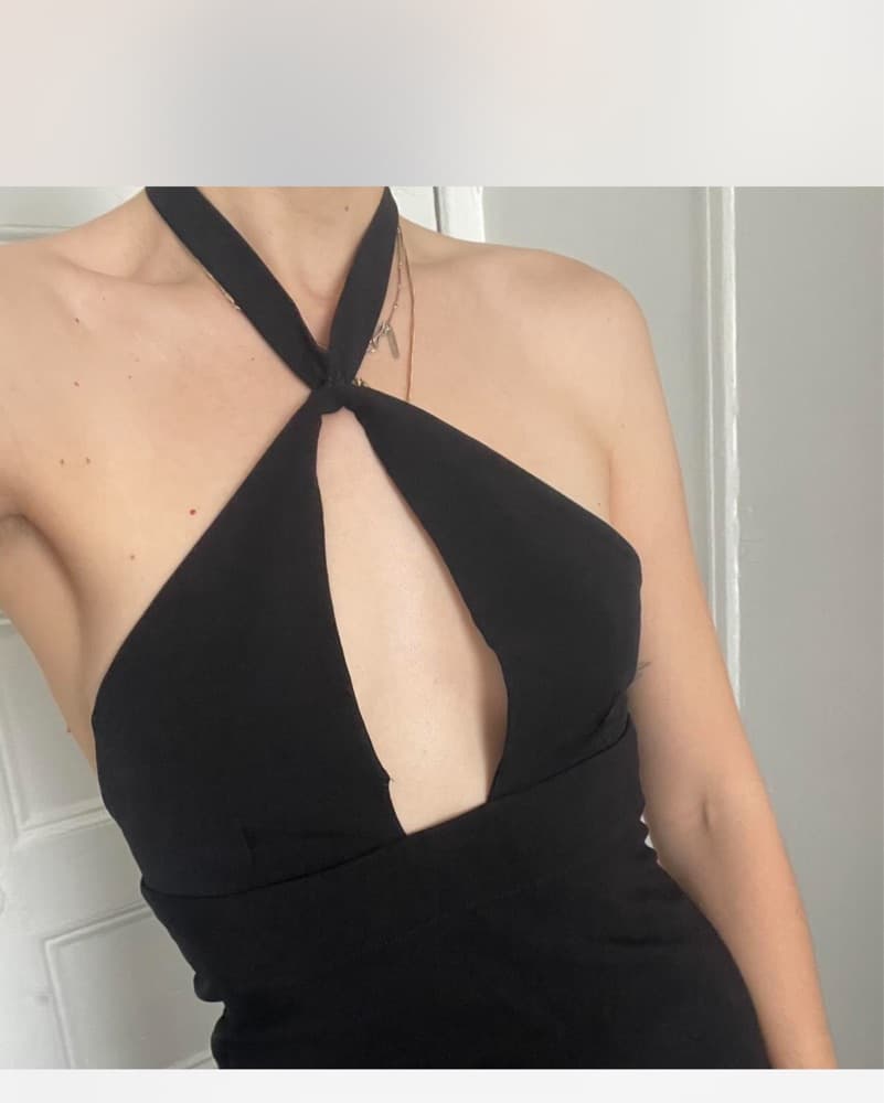 Paloma Wool Black Halter Cutout Dress - Image 2