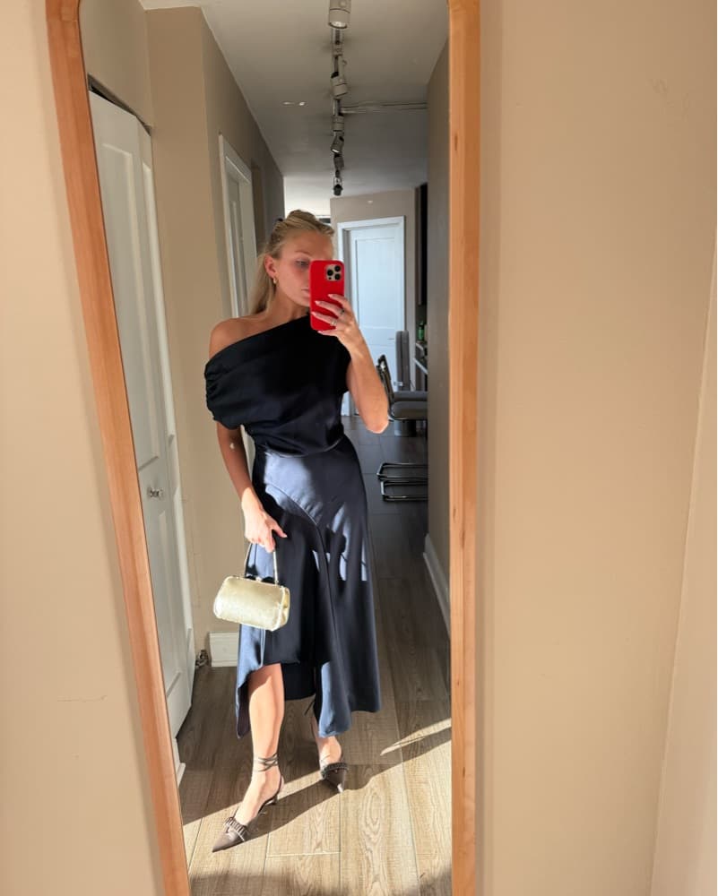 MANGO Navy Asymmetrical Dress - Image 1