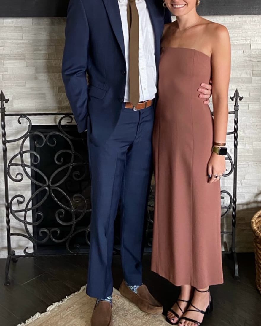 Strapless Tan Dress - Image 1
