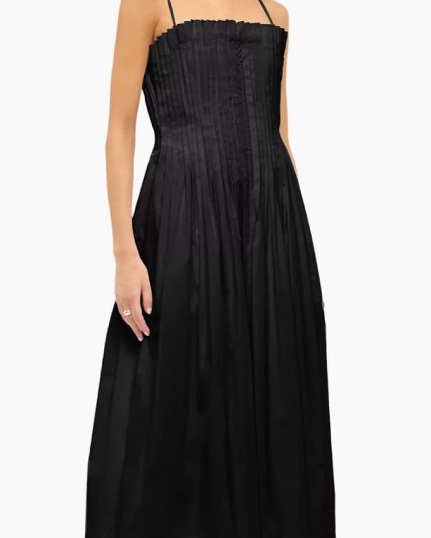 STAUD Bella Pleated Sleeveless Midi Dres - Image 3