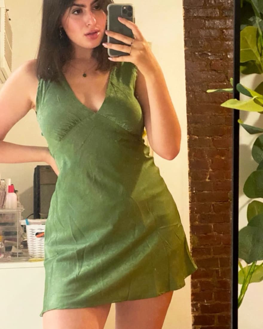 Green Audrey Vintage Mini Slip Dress - Image 2