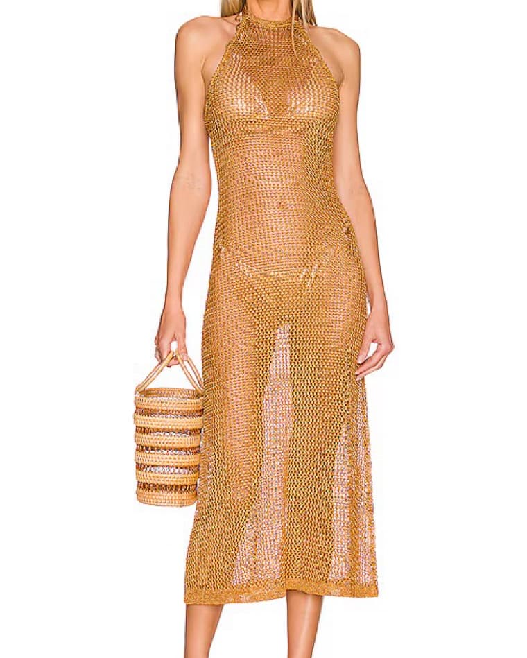 Elegant Bronze/Orange/ Gold Mesh Dress  - Image 3