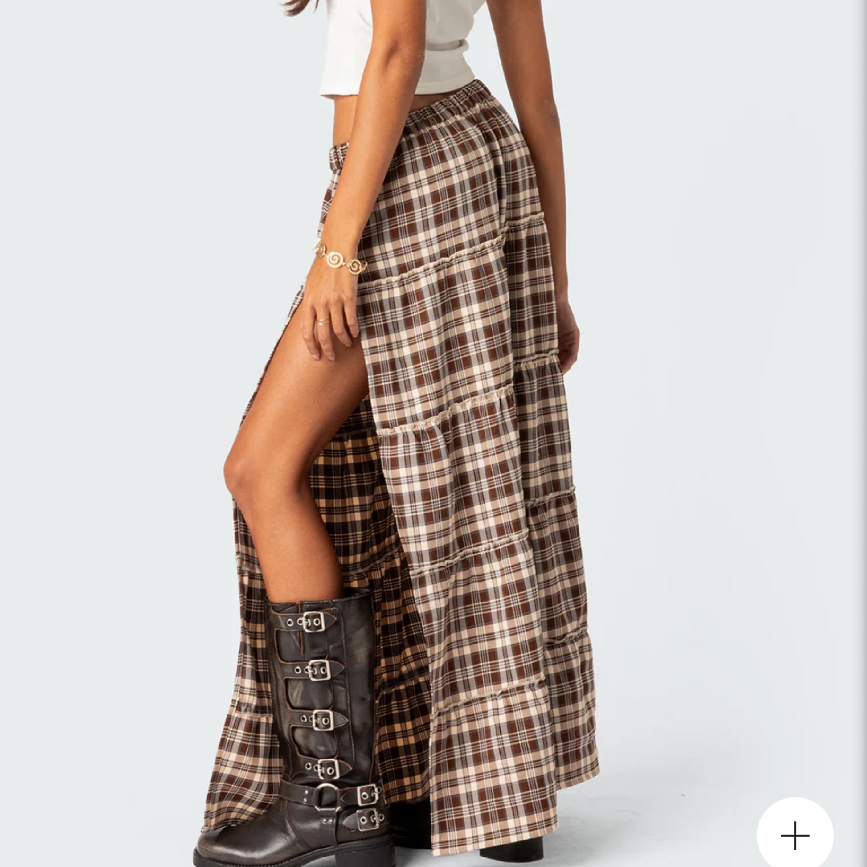Plaid Side Slit Maxi Skirt - Image 2
