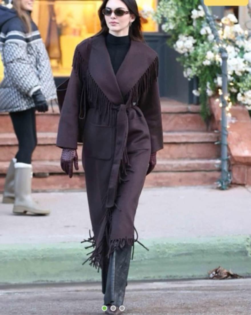 Black Fringe Long Coat - Image 3