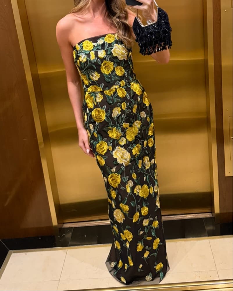 Marchesa Notte Floral Embroidered Gown  - Image 3