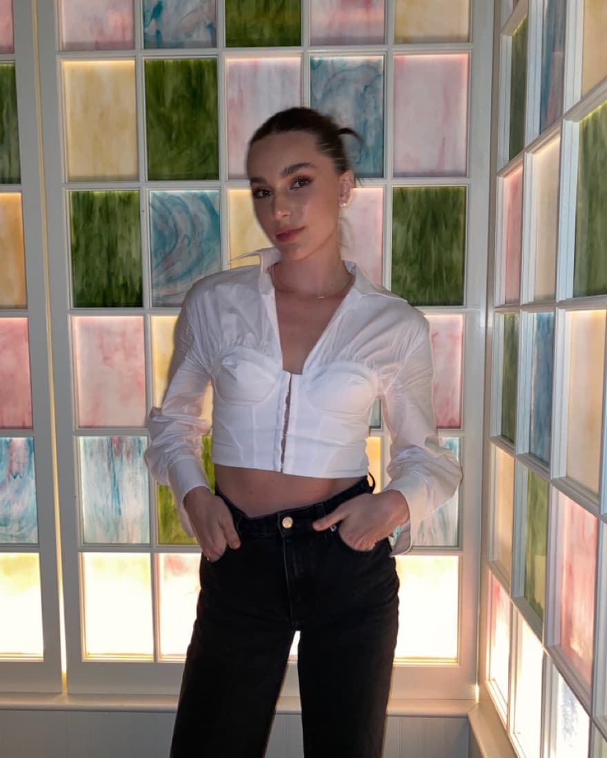 Cropped White Corset Long Sleeve  - Image 1