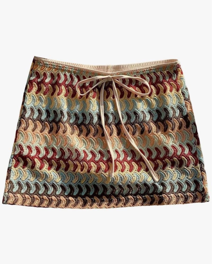 Knit Skirt Knot Low Waisted Bodycon Mini - Image 2