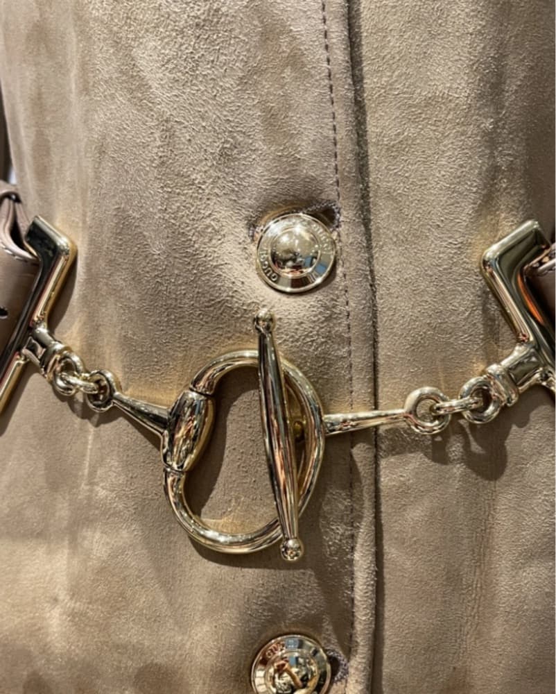 Gucci Suede Coat With Fur Collar - Image 2