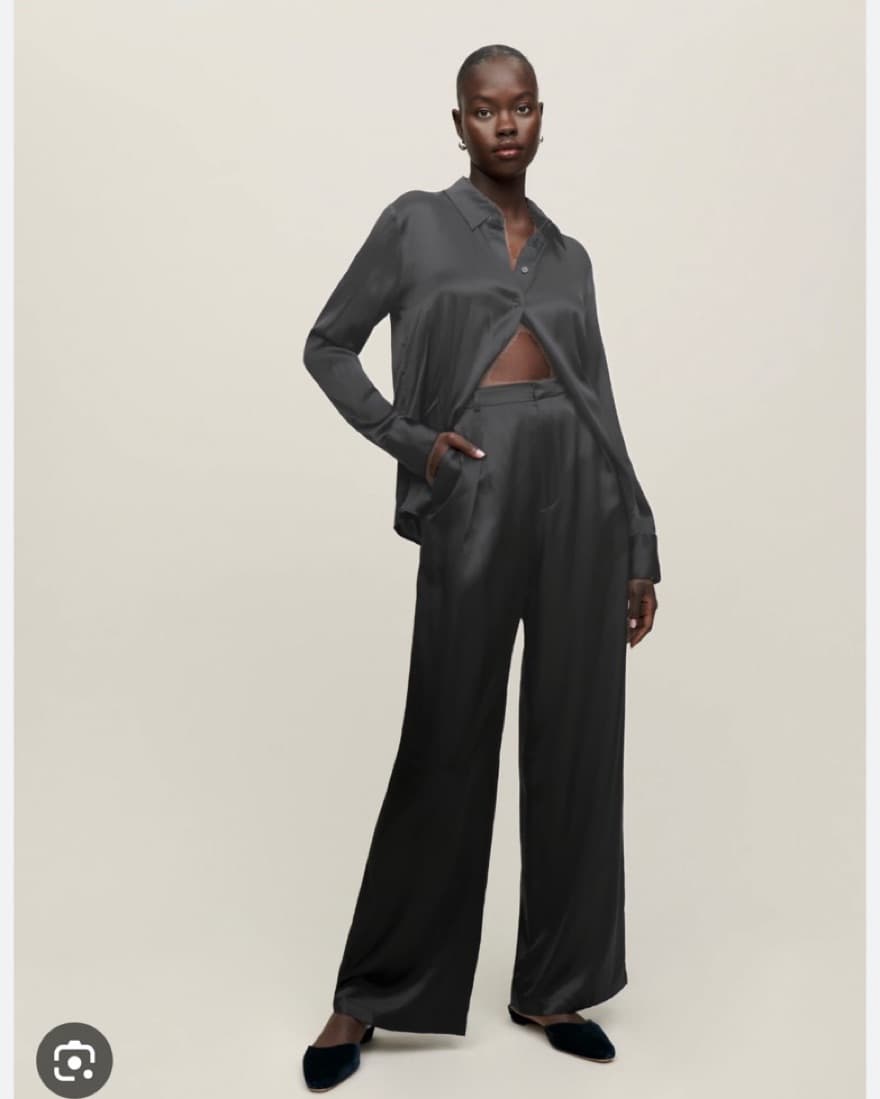 Reformation Black Silk Pants Trousers - Image 1