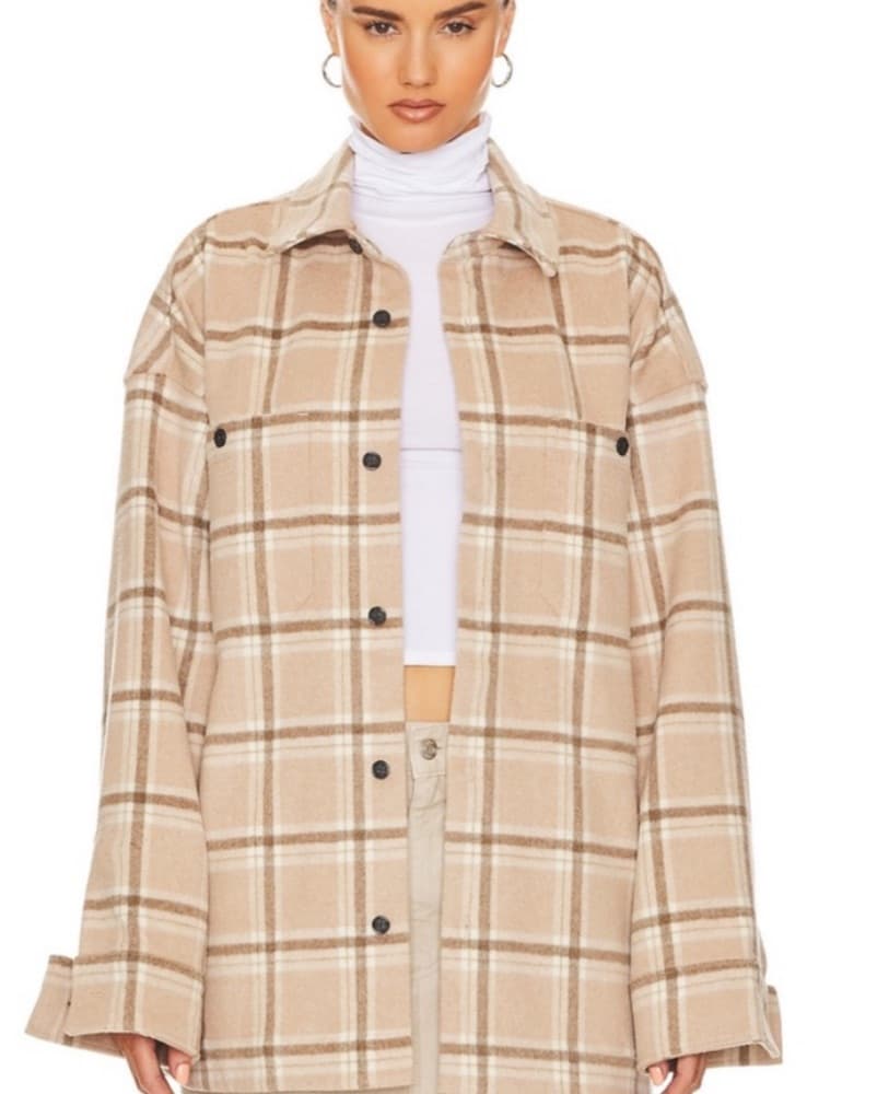 Helsa Tan Plaid Flannel  - Image 1