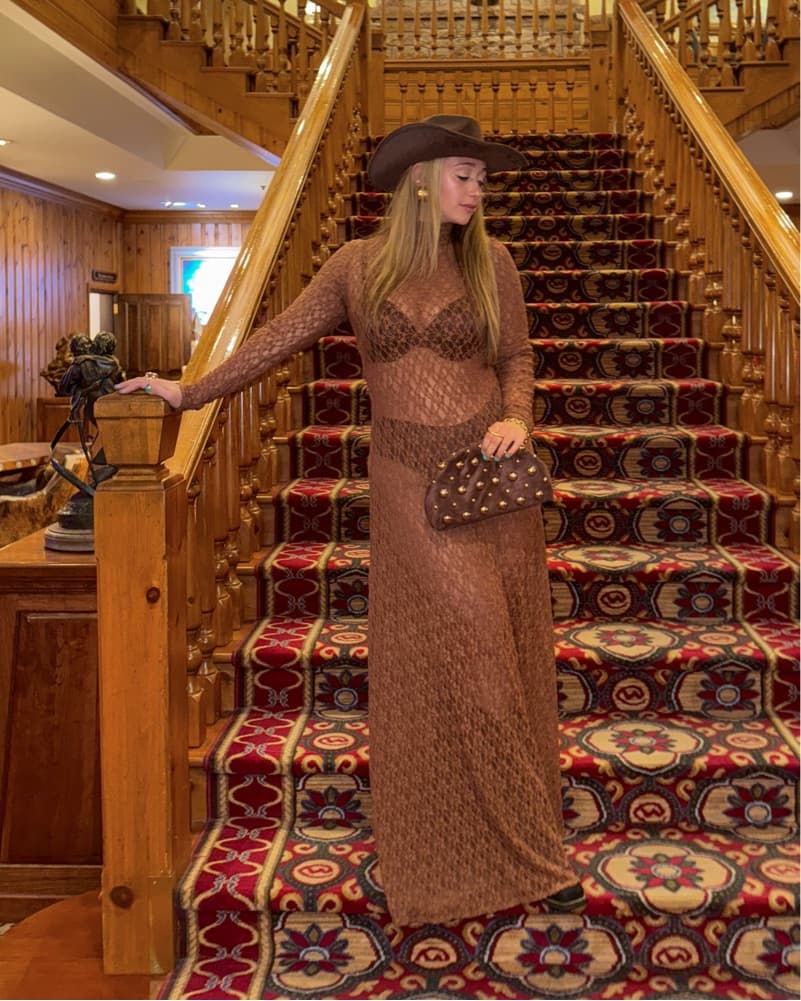 Chocolate Brown Suede Cowboy Hat - Image 3