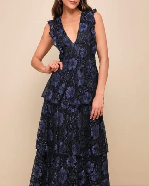 Lulus Molinetto Navy Blue Lace Dress  - Image 2