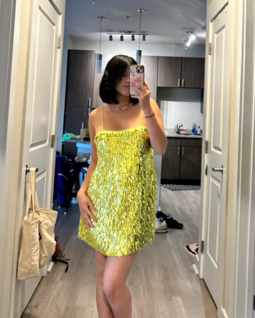 NARA FEATHER SEQUIN DRESS - Image 3