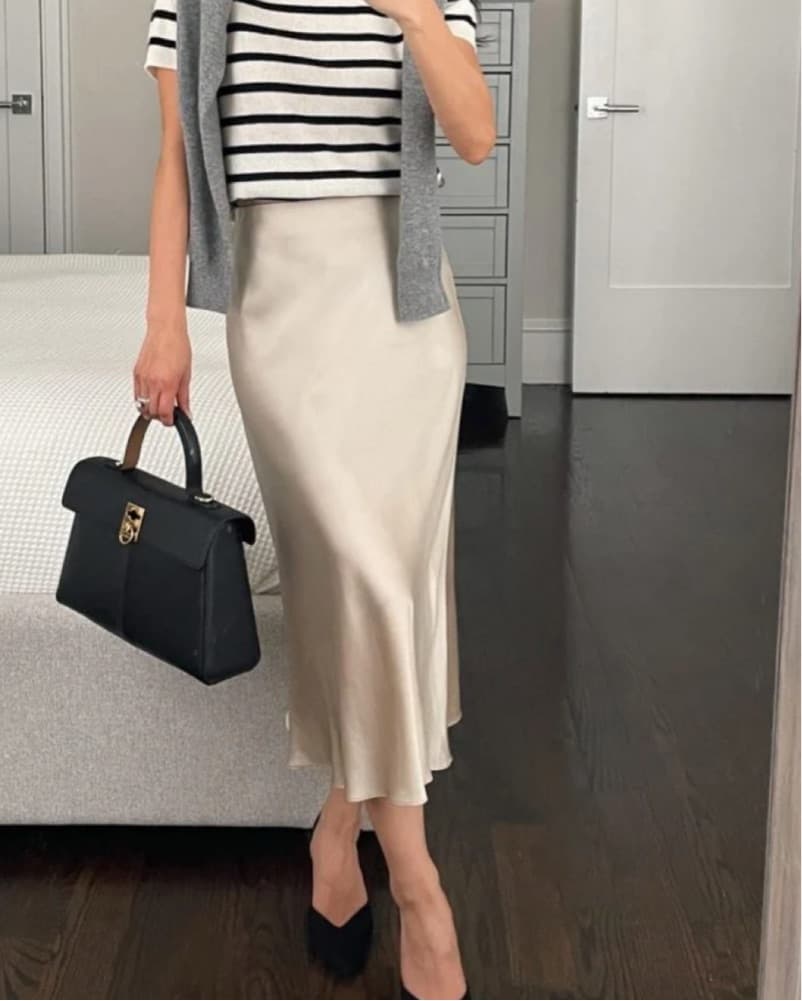 Elegant Genuine Silk Midi Skirt - Image 3