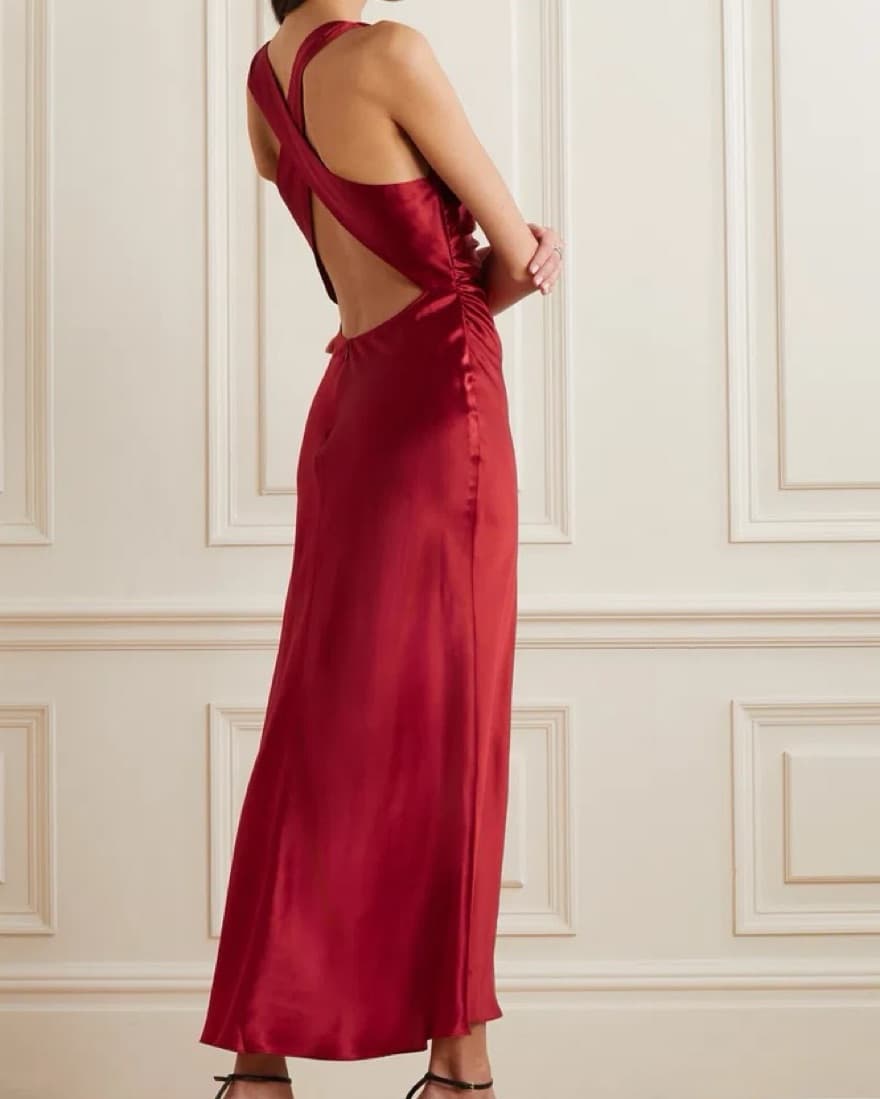 Reformation Cassette Silk Dress In Red - Image 5