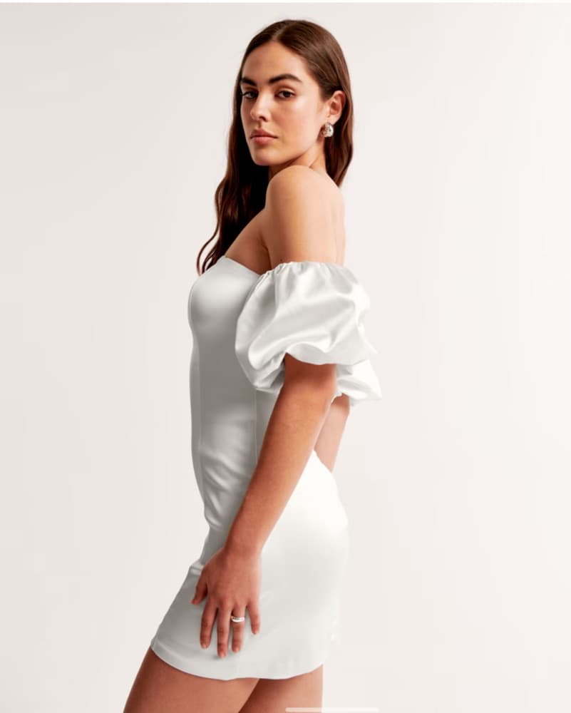 Pearl OTS Puff Sleeve Mini Dress - Image 4